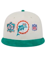 New Era Men's Cream/Aqua Miami Dolphins Throwback Corduroy 59FIFTY Fitted Hat