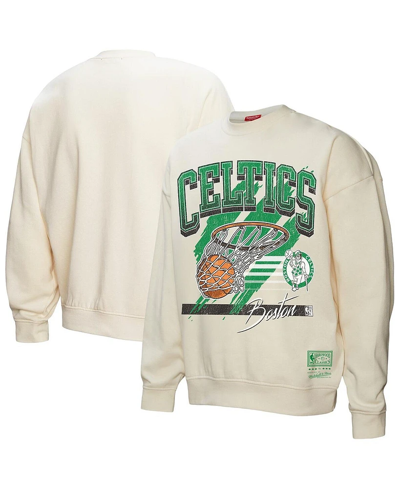 Mitchell & Ness Women's Cream Boston Celtics Brush Bucket Pullover Sweatshirt