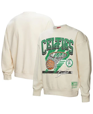 Mitchell & Ness Women's Cream Boston Celtics Brush Bucket Pullover Sweatshirt