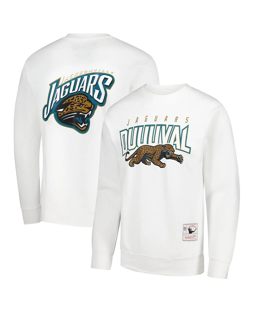 Mitchell & Ness Men's White Jacksonville Jaguars Duval Classic Logos Pullover Sweatshirt