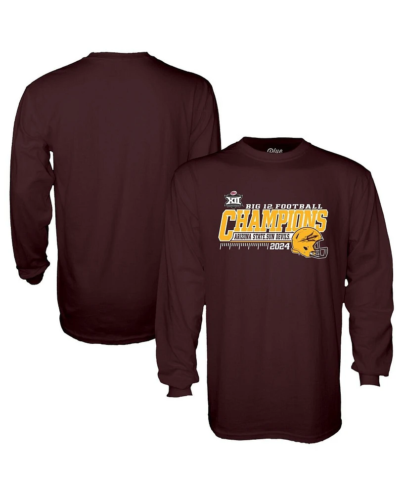 Blue 84 Men's Maroon Arizona State Sun Devils 2024 Big 12 Football Conference Champions Locker Room Long Sleeve T-Shirt