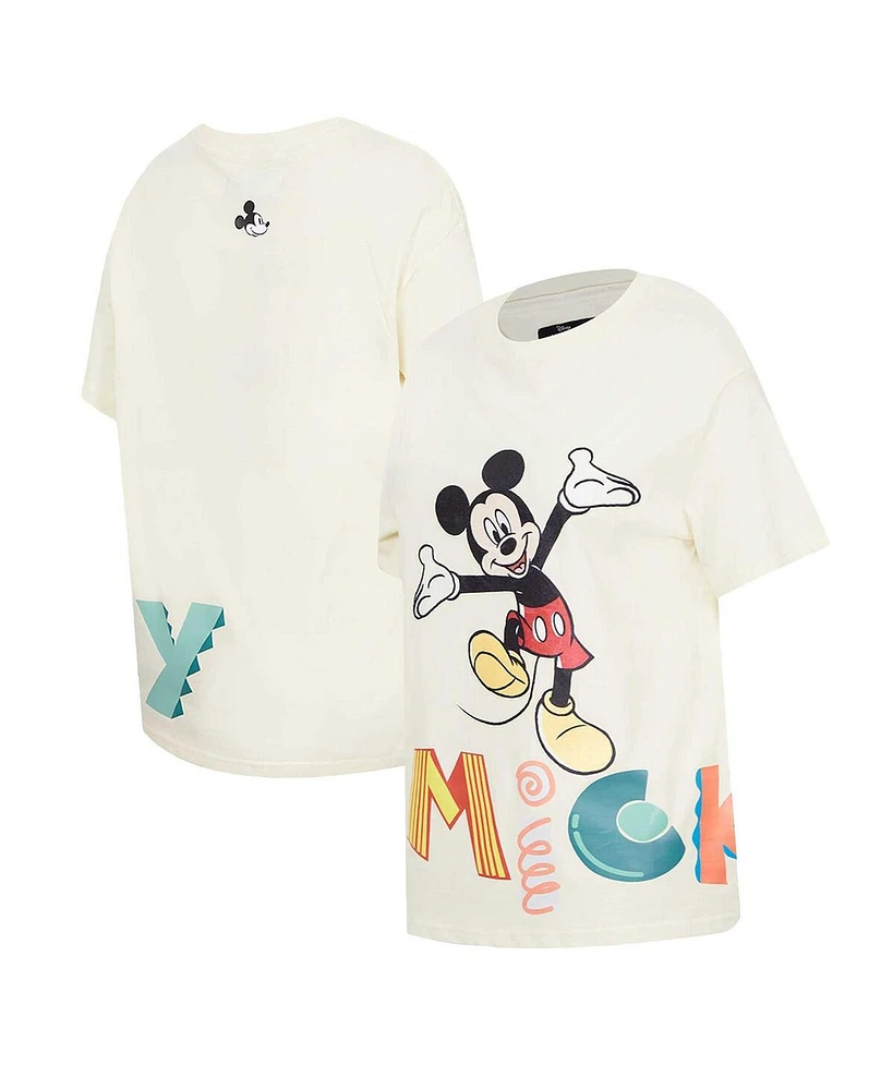 Freeze Max Women's Cream Mickey Mouse Hellow Mellow Boyfriend T-Shirt