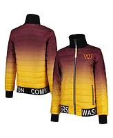 The Wild Collective Women's Burgundy/Gold Washington Commanders Color Block Full-Zip Puffer Jacket