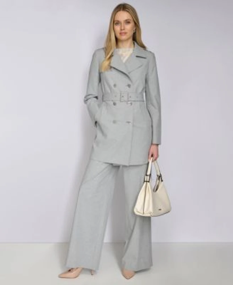 Calvin Klein Womens Double Breasted Trench Coat Wide Leg Pants