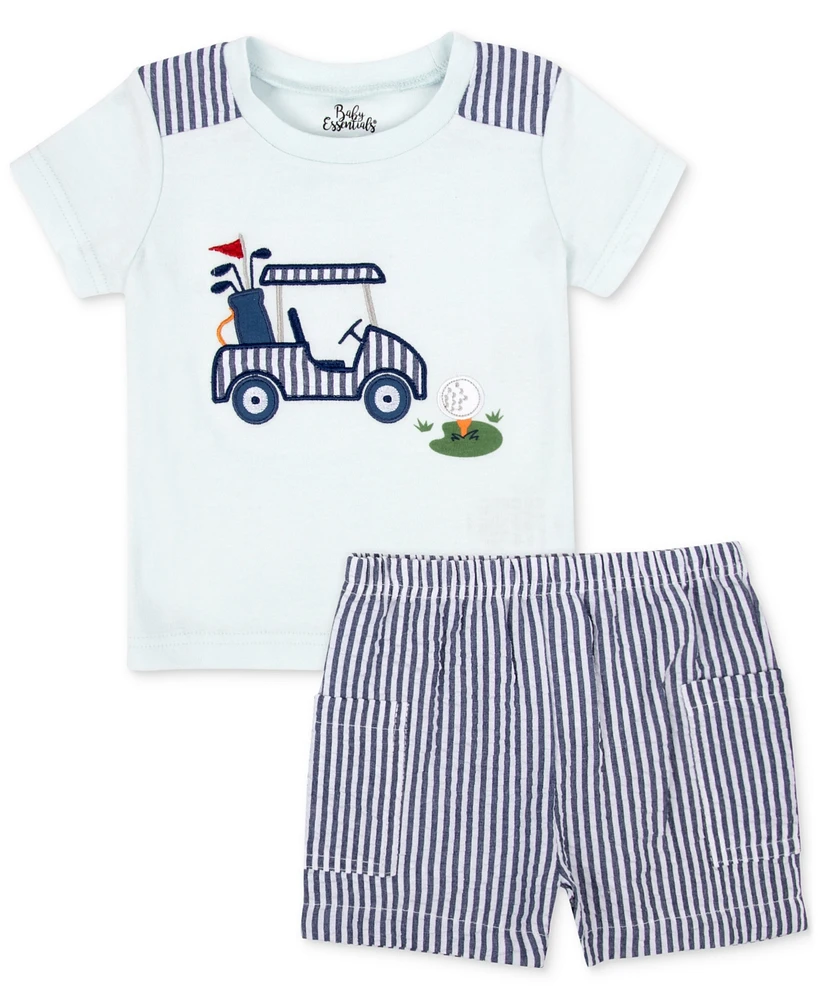 Baby Essentials Boys 2-Pc. Golf Cart Shirt & Shorts Set