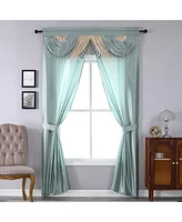 Kate Aurora Satin Semi Sheer Complete 5 Piece Window a Bag Attached Curtain Set