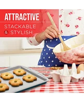 Bakken Swiss Cookie Sheet 3 Piece Set – Non-Stick, Stackable Baking Pans, Gray marble Deluxe Ceramic Coating Dishwasher Safe