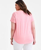 Style & Co Plus Size Printed Crewneck Tee, Exclusively at Macy's