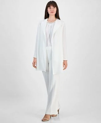 Kasper Womens Shell Top Wide Leg Pants Open Front Jacket