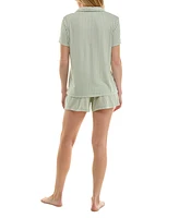 Roudelain Women's Short-Sleeve Gingham Henley Pajama Set