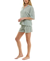 Roudelain Women's Knitted Gauze Short Pajama Set