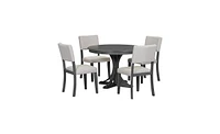 Slickblue 5-Piece Retro Round Dining Table Set with Curved Trestle Style Legs for Stylish and Functional