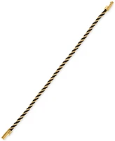 Esquire Men's Jewelry Black Cord Intertwined Rope Link Bracelet in Gold-Tone Ion-Plated Stainless Steel, Exclusively at Macy's