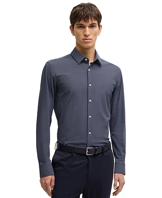 Boss by Hugo Men's Slim-Fit Geometric Print Performance Shirt