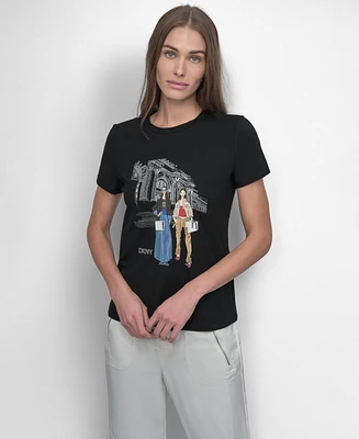 Dkny Women's Embellished Graphic T-Shirt