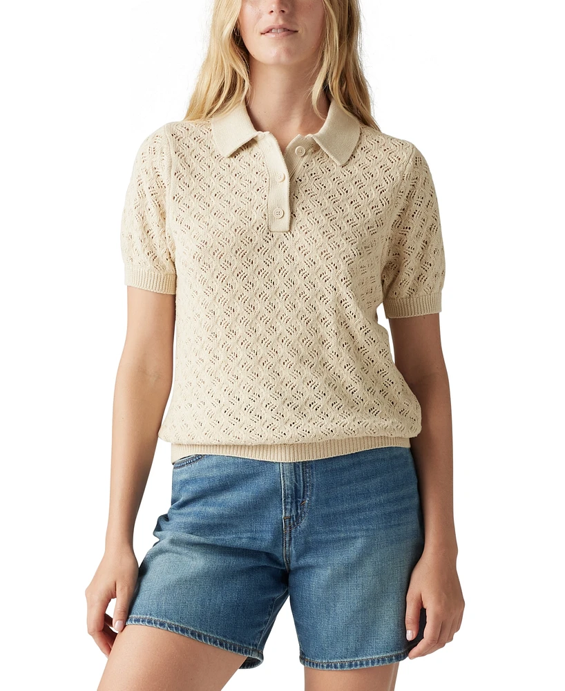 Levi's Premium Women's Lavender Pointelle Polo Sweater