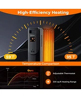 Oil Radiant Heater with Adjustable Thermostat Remote Overheat & Tip-Over Protection
