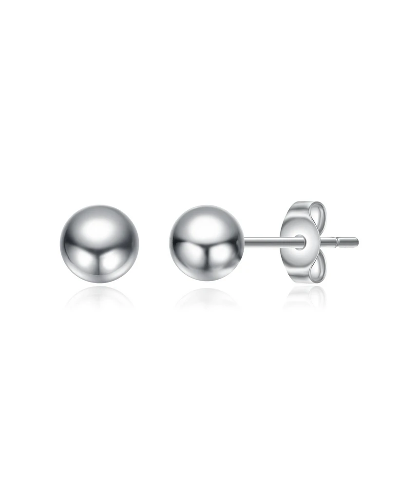 GiGiGirl Sterling Silver White Gold Plated Round Ball Stud Earrings