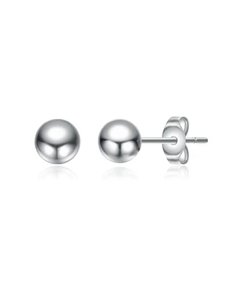 GiGiGirl Sterling Silver White Gold Plated Round Ball Stud Earrings