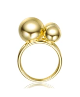 Sterling Silver 14K Gold Plated Triple Sphere Ring with Interlocking Bands