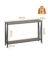 gaomon Side Table Entryway Table 2-Tier Console Table with Storage Narrow Sofa Table with V Design 43" Industrial Console Table for Hallway Entryway L