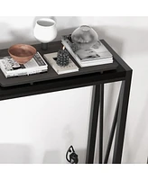 gaomon Side Table Entryway Table 2-Tier Console Table with Storage Narrow Sofa Table with V Design 43" Industrial Console Table for Hallway Entryway L
