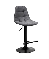 Gymax Set of Adjustable Bar Stools Swivel Counter Height Linen Chairs with Back