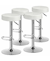 Gymax 4PCS Adjustable Swivel Bar Stool Pu Leather Kitchen Counter Bar Chairs