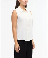 Ellen Tracy Women's Sleeveless Shirt with Bead Detail