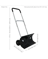 Casl Brands 26 Inch Heavy Duty Snow Shovel for Driveway - Snow Pusher Shovel with Wheels and Adjustable Aluminum Handle