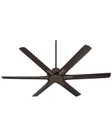 Casa Vieja 60" X-Force Farmhouse Rustic Indoor Outdoor Ceiling Fan 6 Blade Remote Control Emperial Bronze Finish Brown Blades Bedroom Patio Living Roo