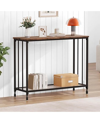 gaomon Sofa Console Table-2 Tier Design, Glass Shelf, Metal Frame, 33.5" Width, Elegant for Entryway and Living Room