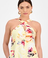 I.n.c. International Concepts Petite Linen-Blend Floral Halter Maxi Dress, Exclusively at Macy's