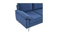 Slickblue L-Shaped Glossy 4-Seater Indoor Modular Sofa with Iron Legs for Stylish Living Room Seating