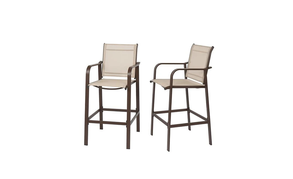 Slickblue 2PCS Wrought Iron Frame Garden Bar Chairs with Cloth Surface