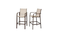 Slickblue 2PCS Wrought Iron Frame Garden Bar Chairs with Cloth Surface