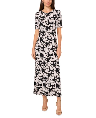 Vince Camuto Women's Printed Elbow-Sleeve Maxi Dress