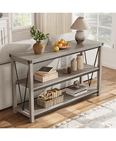 gaomon Farmhouse Entryway Table,47 Inch Narrow Long Console Table with Storage, 3 Tier Wood for Living Room, Sofa Tables Behin