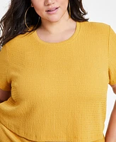 Nina Parker Plus Textured Short-Sleeve Relaxed Top