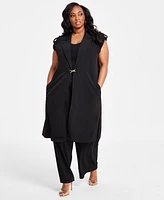 Nina Parker Plus Clasp-Front Duster Vest