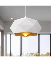 Possini Euro Design Desic 15" Modern Pendant Ceiling Light Fixture Dining Room Over Table Kitchen Island Foyer Geometric Hanging White Hallway Entrywa