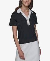 Karl Lagerfeld Paris Women's Colorblocked Knit Polo