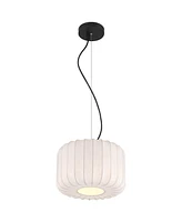 Possini Euro Design Jaime 12" Modern Pendant Ceiling Light Fixture Dining Room Over Table Kitchen Island Foyer Drum Hanging Round Matte Black and Whit