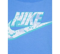 Nike Little Girls Flow-Ral Relaxed Blue Beyond T-Shirt
