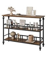 gaomon Narrow Entryway Table with Storage 43" 3-Tier Sofa Tables Industrial Console Storage/Display Shelf Hallway for Living Room, Fo