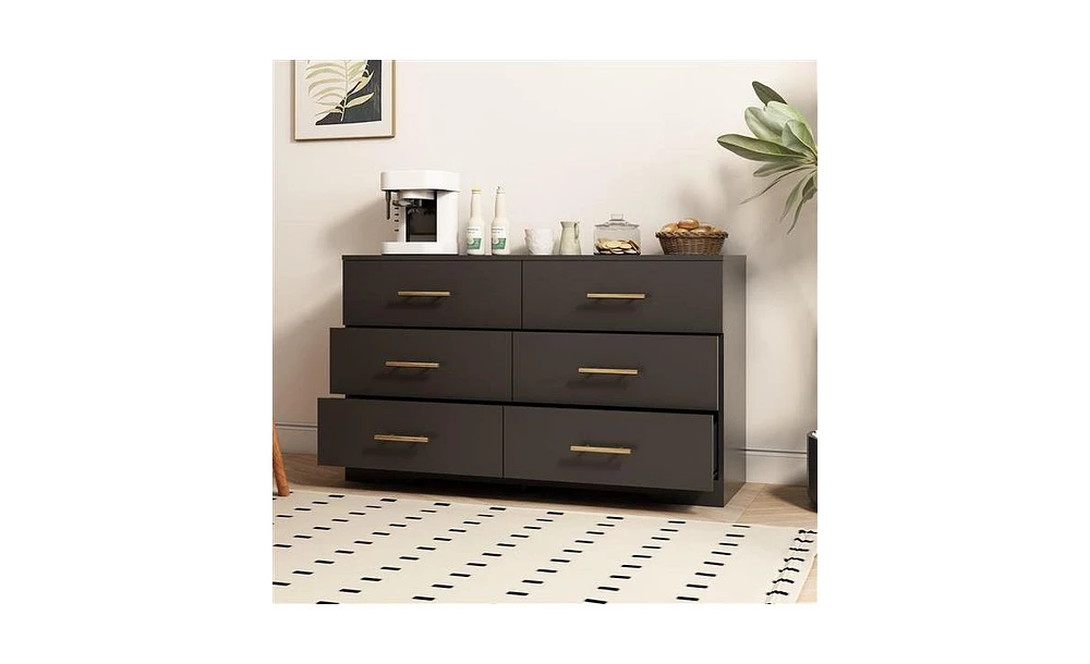 Slickblue 6-Drawer Dresser for Spacious and Organized Bedroom Storage