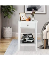 Slickblue Two-Layer Bedside Cabinet Coffee Table with Drawer for Bedroom and Living Room Storage and Convenience