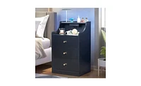 Slickblue Two-Drawer Bedside Table with Compartments for Organized Bedroom Storage and Convenient Access