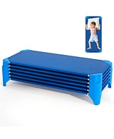 Costway 6 Pack Stackable Daycare Cots with Easy Lift Corners Heavy-Duty Metal Frame Kids