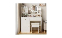 Slickblue Fashion Vanity Desk with Mirror and Lights for Stylish Bedroom and Makeup Station